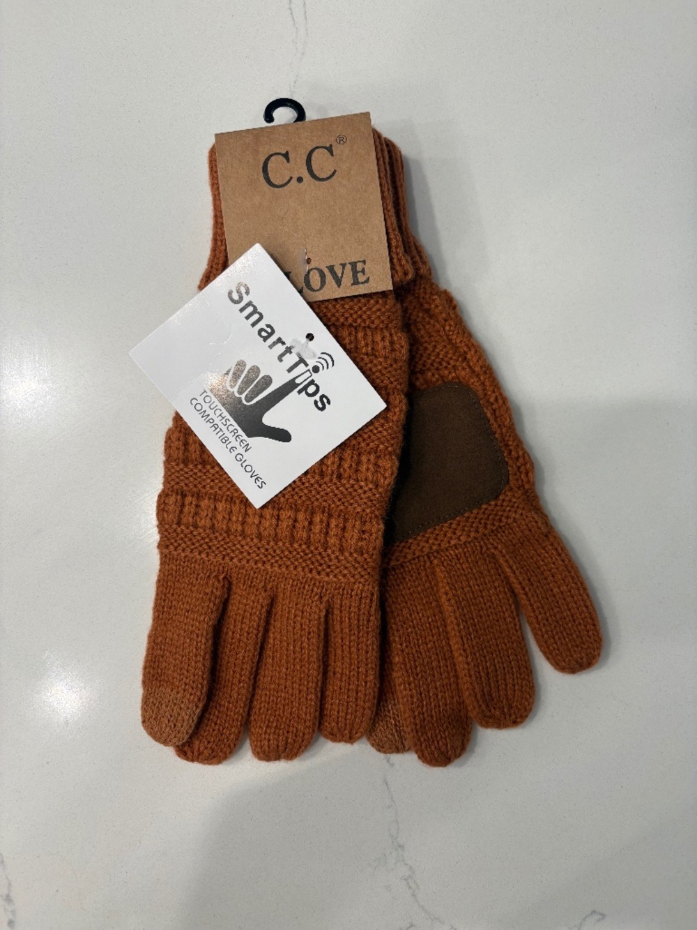 C.C Rust  Solid Ribbed Smart Touch Gloves.